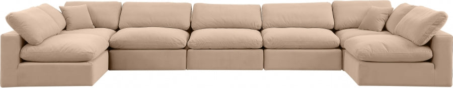 Meridian Furniture - Comfy 197" Velvet Upholstered 7 Piece Modular Sectional - 189Beige-Sec7B - GreatFurnitureDeal