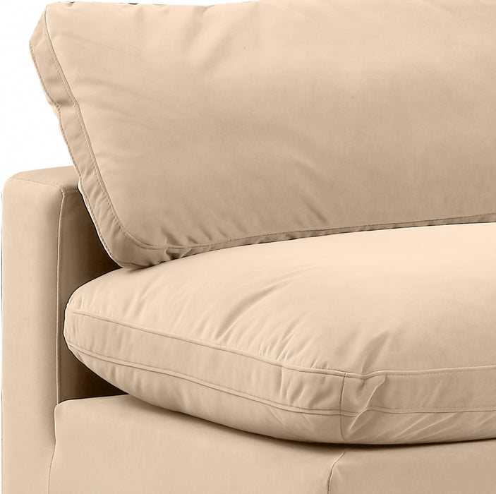 Meridian Furniture - Comfy 197" Velvet Upholstered 7 Piece Modular Sectional - 189Beige-Sec7B - GreatFurnitureDeal