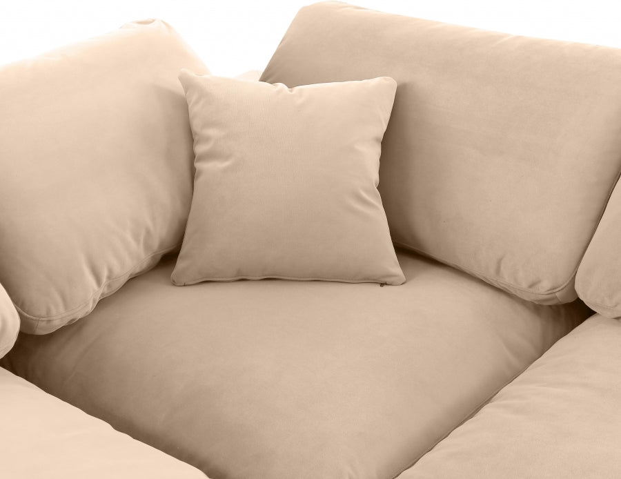 Meridian Furniture - Comfy 197" Velvet Upholstered 7 Piece Modular Sectional - 189Beige-Sec7B - GreatFurnitureDeal