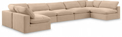 Meridian Furniture - Comfy 197" Velvet Upholstered 7 Piece Modular Sectional - 189Beige-Sec7B - GreatFurnitureDeal