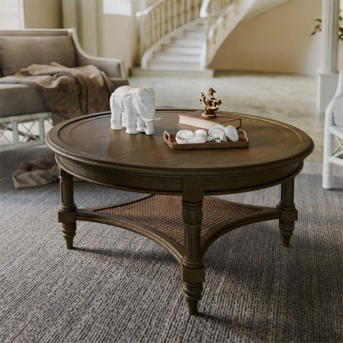Bramble - Montego Coffee Table Small in Straw Wash w/ Rattan Glaze Shelf - 24272STW-RGZE---