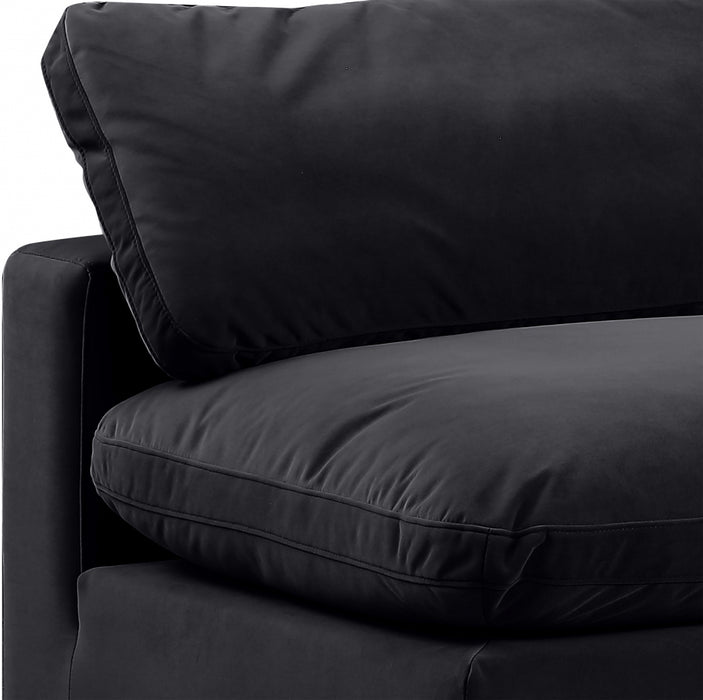 Meridian Furniture - Comfy 197" Velvet Upholstered 7 Piece Modular Sectional - 189Black-Sec7B - GreatFurnitureDeal