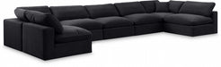 Meridian Furniture - Comfy 197" Velvet Upholstered 7 Piece Modular Sectional - 189Black-Sec7B - GreatFurnitureDeal