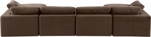 Meridian Furniture - Comfy 158" Velvet Upholstered 6 Piece Modular Sectional - 189Brown-Sec6B - GreatFurnitureDeal