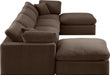 Meridian Furniture - Comfy 158" Velvet Upholstered 6 Piece Modular Sectional - 189Brown-Sec6B - GreatFurnitureDeal