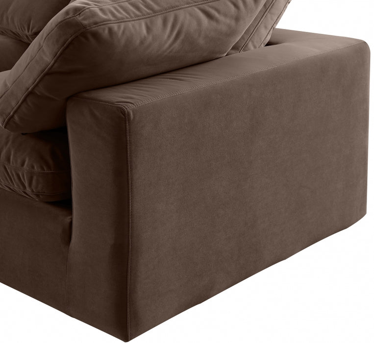 Meridian Furniture - Comfy 158" Velvet Upholstered 6 Piece Modular Sectional - 189Brown-Sec6B - GreatFurnitureDeal