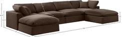 Meridian Furniture - Comfy 158" Velvet Upholstered 6 Piece Modular Sectional - 189Brown-Sec6B - GreatFurnitureDeal