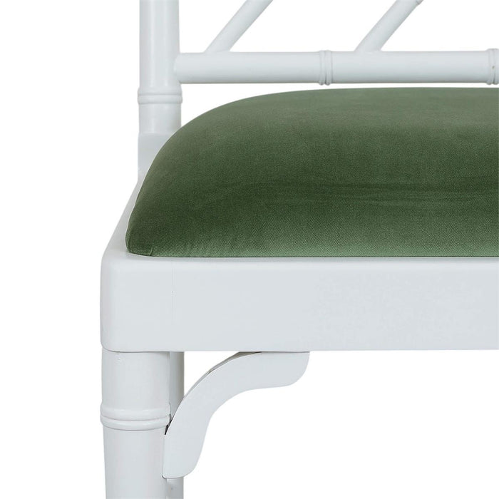 Bramble - Martinique Bamboo Dining Chair in True White w/ Willow Green Velvet Fabric (Set of 2) - 24315TRWLL272----