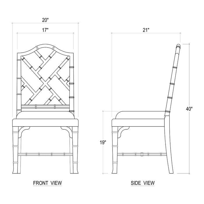 Bramble - Martinique Bamboo Dining Chair in Walnut w/ Arctic White Performance Fabric - Set of 2- 24315WLTSF204---- - GreatFurnitureDeal