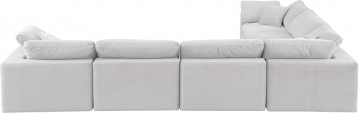 Meridian Furniture - Comfy 158" Velvet Upholstered 6 Piece Modular Sectional - 189Cream-Sec6A - GreatFurnitureDeal
