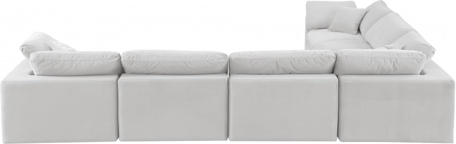 Meridian Furniture - Comfy 158" Velvet Upholstered 6 Piece Modular Sectional - 189Cream-Sec6A - GreatFurnitureDeal