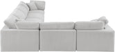 Meridian Furniture - Comfy 158" Velvet Upholstered 6 Piece Modular Sectional - 189Cream-Sec6A - GreatFurnitureDeal