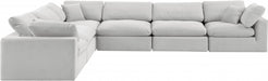 Meridian Furniture - Comfy 158" Velvet Upholstered 6 Piece Modular Sectional - 189Cream-Sec6A - GreatFurnitureDeal