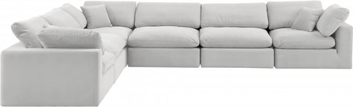 Meridian Furniture - Comfy 158" Velvet Upholstered 6 Piece Modular Sectional - 189Cream-Sec6A - GreatFurnitureDeal