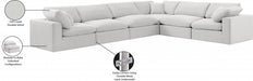 Meridian Furniture - Comfy 158" Velvet Upholstered 6 Piece Modular Sectional - 189Cream-Sec6A - GreatFurnitureDeal