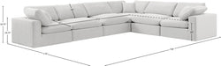 Meridian Furniture - Comfy 158" Velvet Upholstered 6 Piece Modular Sectional - 189Cream-Sec6A - GreatFurnitureDeal