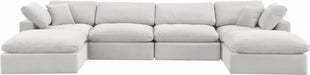 Meridian Furniture - Comfy 158" Velvet Upholstered 6 Piece Modular Sectional - 189Cream-Sec6B - GreatFurnitureDeal