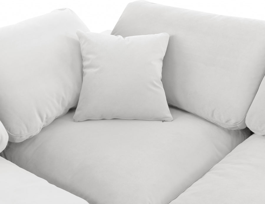 Meridian Furniture - Comfy 158" Velvet Upholstered 6 Piece Modular Sectional - 189Cream-Sec6B - GreatFurnitureDeal