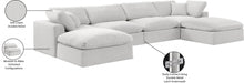 Meridian Furniture - Comfy 158" Velvet Upholstered 6 Piece Modular Sectional - 189Cream-Sec6B - GreatFurnitureDeal