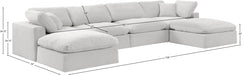 Meridian Furniture - Comfy 158" Velvet Upholstered 6 Piece Modular Sectional - 189Cream-Sec6B - GreatFurnitureDeal