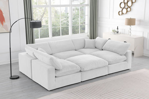 Meridian Furniture - Comfy 119" Velvet Upholstered 6 Piece Modular Sectional - 189Cream-Sec6C - GreatFurnitureDeal