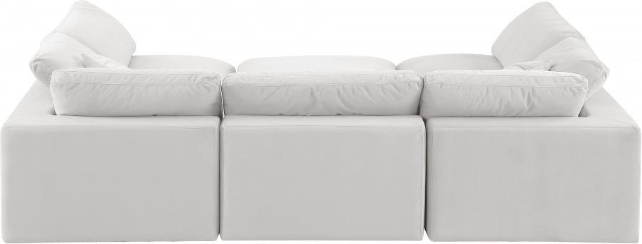 Meridian Furniture - Comfy 119" Velvet Upholstered 6 Piece Modular Sectional - 189Cream-Sec6C - GreatFurnitureDeal