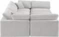 Meridian Furniture - Comfy 119" Velvet Upholstered 6 Piece Modular Sectional - 189Cream-Sec6C - GreatFurnitureDeal