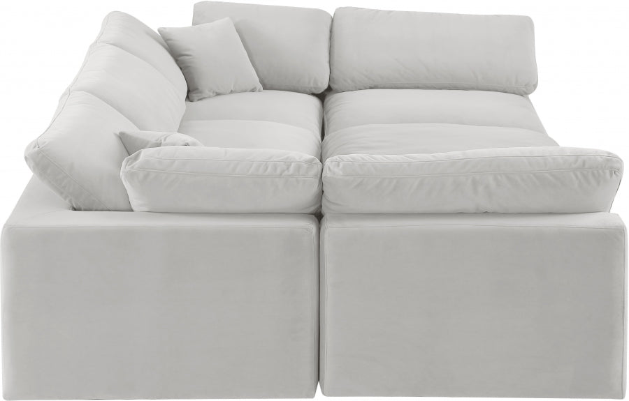 Meridian Furniture - Comfy 119" Velvet Upholstered 6 Piece Modular Sectional - 189Cream-Sec6C - GreatFurnitureDeal