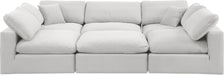 Meridian Furniture - Comfy 119" Velvet Upholstered 6 Piece Modular Sectional - 189Cream-Sec6C - GreatFurnitureDeal