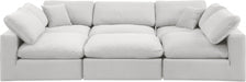 Meridian Furniture - Comfy 119" Velvet Upholstered 6 Piece Modular Sectional - 189Cream-Sec6C - GreatFurnitureDeal