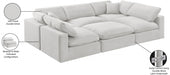 Meridian Furniture - Comfy 119" Velvet Upholstered 6 Piece Modular Sectional - 189Cream-Sec6C - GreatFurnitureDeal