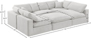 Meridian Furniture - Comfy 119" Velvet Upholstered 6 Piece Modular Sectional - 189Cream-Sec6C - GreatFurnitureDeal