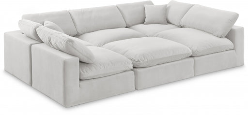 Meridian Furniture - Comfy 119" Velvet Upholstered 6 Piece Modular Sectional - 189Cream-Sec6C - GreatFurnitureDeal
