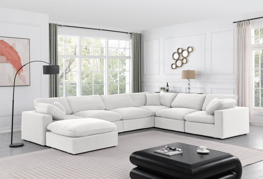 Meridian Furniture - Comfy 158" Velvet Upholstered 7 Piece Modular Sectional - 189Cream-Sec7A - GreatFurnitureDeal