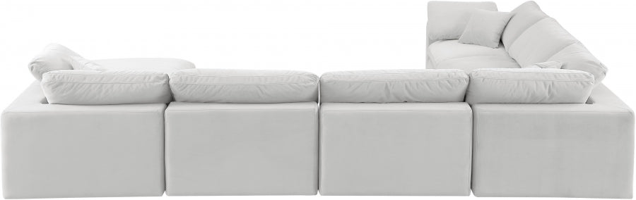 Meridian Furniture - Comfy 158" Velvet Upholstered 7 Piece Modular Sectional - 189Cream-Sec7A - GreatFurnitureDeal