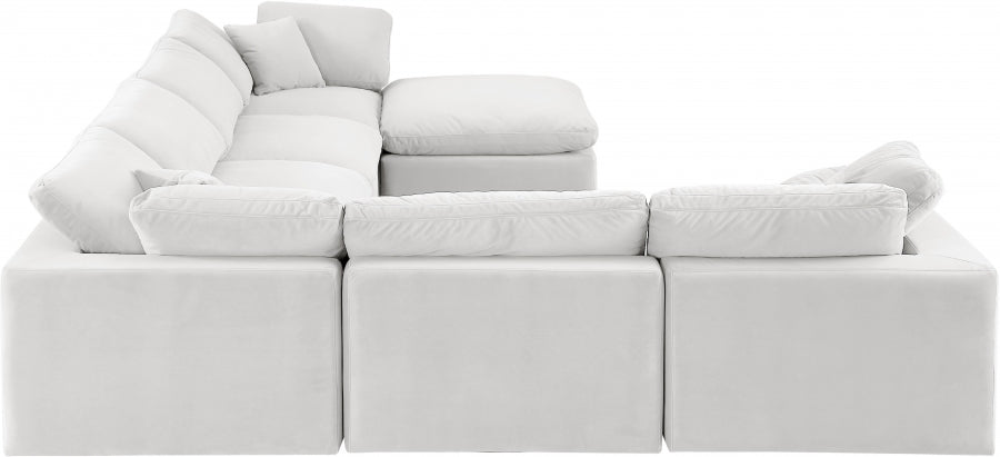 Meridian Furniture - Comfy 158" Velvet Upholstered 7 Piece Modular Sectional - 189Cream-Sec7A - GreatFurnitureDeal
