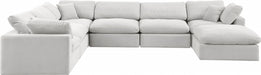 Meridian Furniture - Comfy 158" Velvet Upholstered 7 Piece Modular Sectional - 189Cream-Sec7A - GreatFurnitureDeal