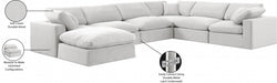 Meridian Furniture - Comfy 158" Velvet Upholstered 7 Piece Modular Sectional - 189Cream-Sec7A - GreatFurnitureDeal