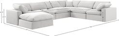 Meridian Furniture - Comfy 158" Velvet Upholstered 7 Piece Modular Sectional - 189Cream-Sec7A - GreatFurnitureDeal