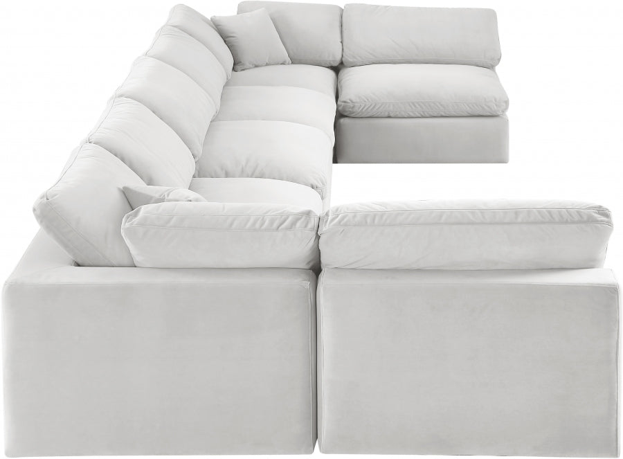 Meridian Furniture - Comfy 197" Velvet Upholstered 7 Piece Modular Sectional - 189Cream-Sec7B - GreatFurnitureDeal