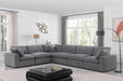 Meridian Furniture - Comfy 158" Velvet Upholstered 6 Piece Modular Sectional - 189Grey-Sec6A - GreatFurnitureDeal