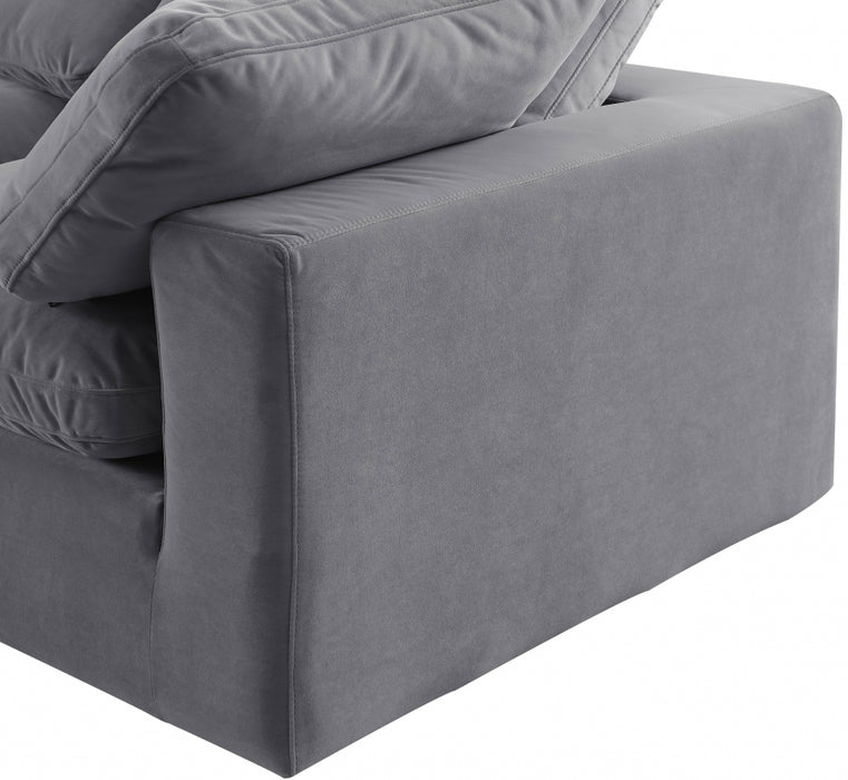 Meridian Furniture - Comfy 158" Velvet Upholstered 6 Piece Modular Sectional - 189Grey-Sec6A - GreatFurnitureDeal