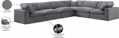 Meridian Furniture - Comfy 158" Velvet Upholstered 6 Piece Modular Sectional - 189Grey-Sec6A - GreatFurnitureDeal