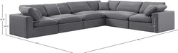 Meridian Furniture - Comfy 158" Velvet Upholstered 6 Piece Modular Sectional - 189Grey-Sec6A - GreatFurnitureDeal