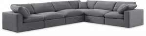 Meridian Furniture - Comfy 158" Velvet Upholstered 6 Piece Modular Sectional - 189Grey-Sec6A - GreatFurnitureDeal