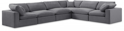 Meridian Furniture - Comfy 158" Velvet Upholstered 6 Piece Modular Sectional - 189Grey-Sec6A - GreatFurnitureDeal