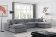 Meridian Furniture - Comfy 158" Velvet Upholstered 6 Piece Modular Sectional - 189Grey-Sec6B - GreatFurnitureDeal
