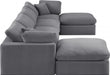 Meridian Furniture - Comfy 158" Velvet Upholstered 6 Piece Modular Sectional - 189Grey-Sec6B - GreatFurnitureDeal