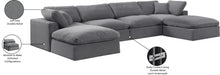 Meridian Furniture - Comfy 158" Velvet Upholstered 6 Piece Modular Sectional - 189Grey-Sec6B - GreatFurnitureDeal
