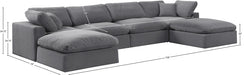 Meridian Furniture - Comfy 158" Velvet Upholstered 6 Piece Modular Sectional - 189Grey-Sec6B - GreatFurnitureDeal
